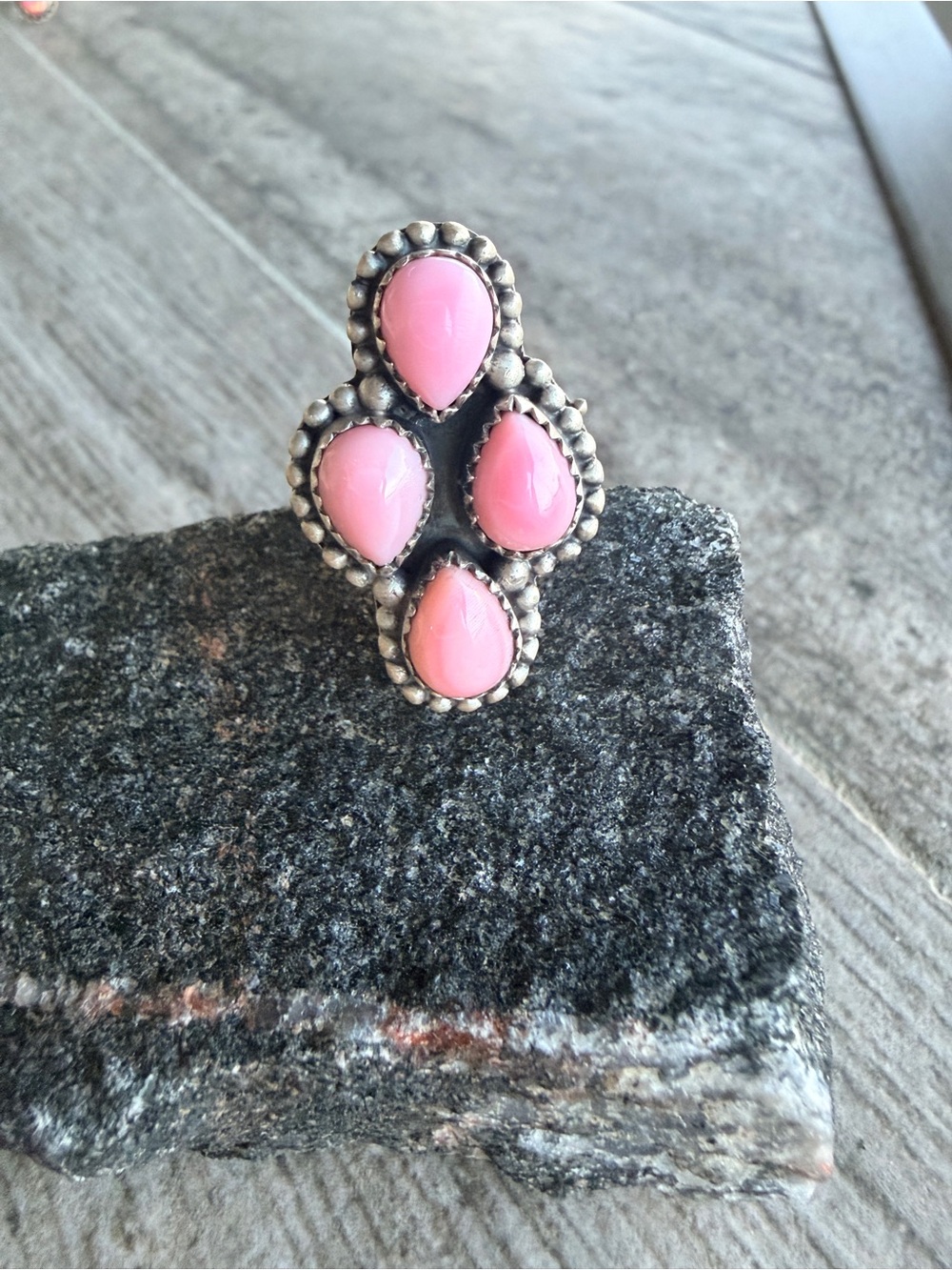 Pink Conch Cluster Ring - Adjustable